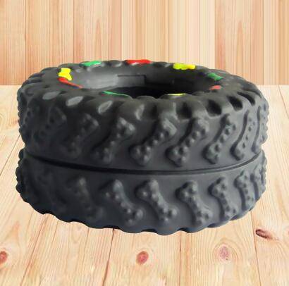 Compact Chewy Tire Dog Toy with Sound