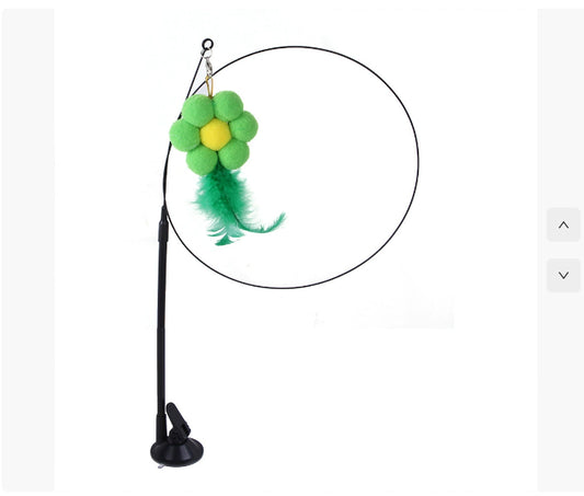 Interactive Suction Cup Cat Teaser Toy – Self-Play Cat Wand with Interchangeable Attachments