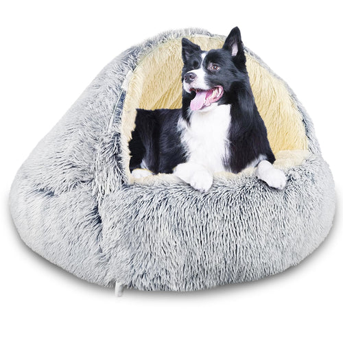 Cozy Cave Deluxe Dog Bed with Hood